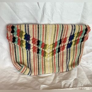 Lulus colorful woven summer clutch, 100% cotton. Never been used!